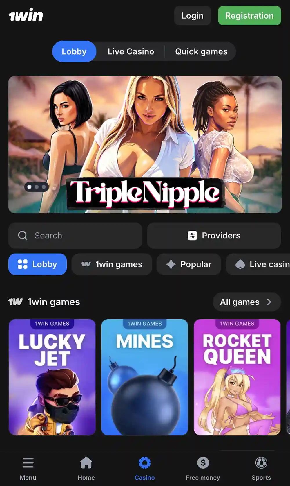Baixando o app da 1win para jogar Triple Nipple no celular